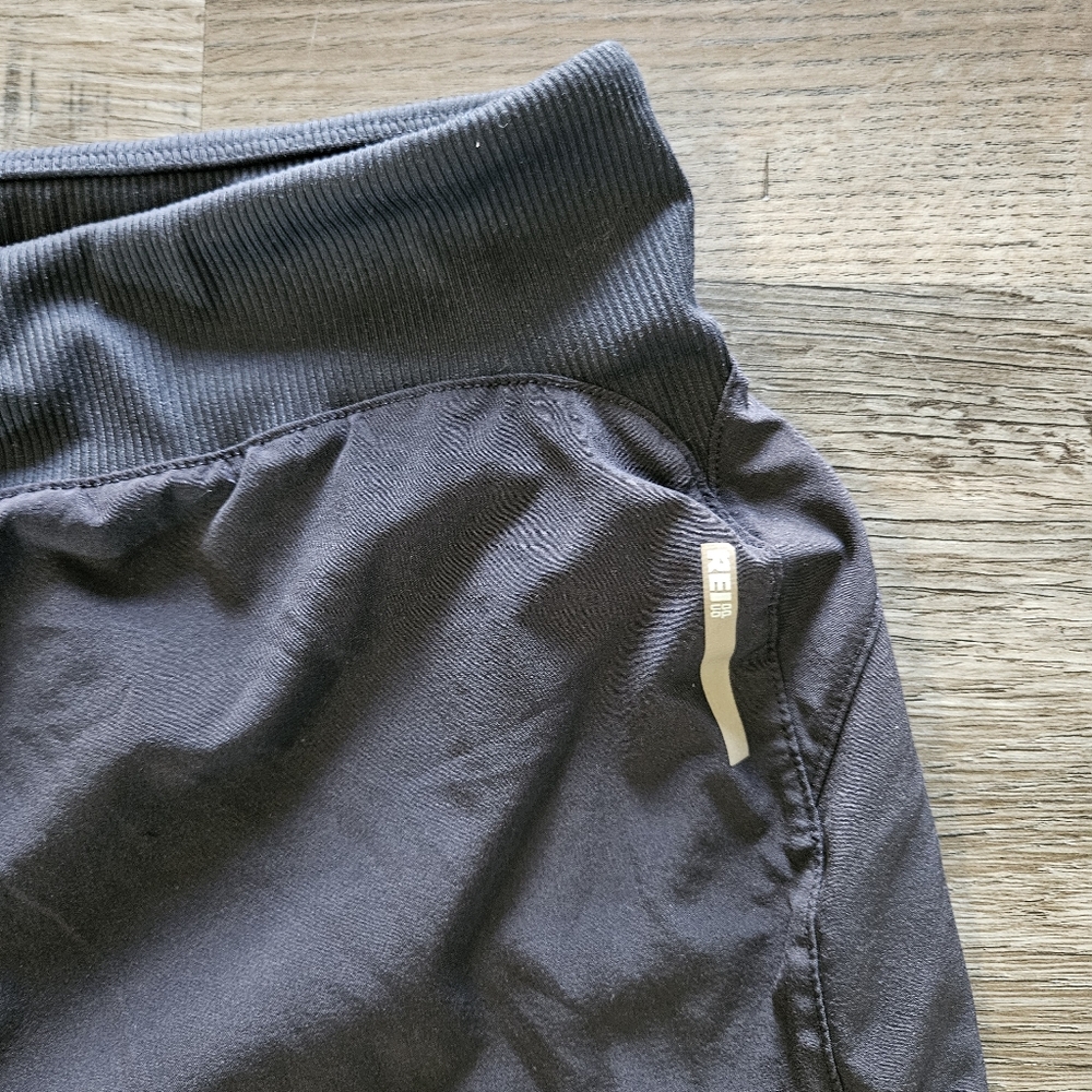 REI Co-Op Black Running Shorts With Attached Liner & Pull-On‎ Drawstring - Picture 2 of 10